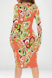 Multicolor Casual Geometric Print Contrast V Neck Printed Dresses
