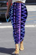 Black Purple Casual Print Patchwork Regular Mid Waist Full Print Bottoms