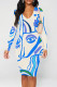 Blue Apricot Street Graffiti Print Chain print Contrast V Neck Printed Dresses