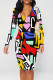 Multicolor Street Graffiti Print Contrast V Neck Printed Dresses