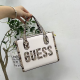 White Casual Snakeskin Print Letters Patchwork Zipper Bags