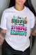 White Street Graffiti Print Letters O Neck T-Shirts