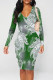 Green Street Graffiti Print Contrast V Neck Printed Dresses