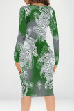 Pink Yellow Street Graffiti Print Contrast V Neck Printed Dresses