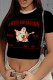 Black Casual Graffiti Print Letters Contrast O Neck T-Shirts
