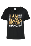 Black Street Letter Print O Neck T-Shirts