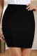 Black Casual Solid Color Patchwork Skinny Mid Waist Patchwork Bottoms