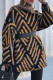 Multicolor Casual Patchwork With Belt Contrast Turtleneck Sweater Dress (Without Belt)