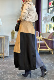 Khaki Casual Patchwork Pocket Contrast Regular Type A Patchwork Skirts