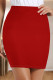 Red Casual Solid Color Patchwork Skinny Mid Waist Patchwork Bottoms