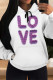 White Purple Casual Letter Print Draw String Pocket Contrast Hooded Tops