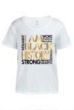 White Casual Letter Print O Neck T-Shirts