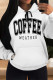 Black Casual Letter Print Draw String Pocket Hooded Tops