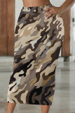Camouflage Casual Geometric Print Contrast Skinny High Waist Full Print Bottoms