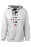 White Red Casual Animal Print Cartoon Print Draw String Pocket Hooded Tops