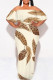 Beige Sexy Geometric Print Ruffle Contrast Off Shoulder Long Dresses
