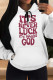 White Red Casual Letter Print Draw String Pocket Hooded Tops