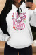 Pink Casual Letter Print Draw String Pocket Contrast Hooded Tops