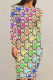 Gradient Color Street Animal Print The stars Flowers Heart Shaped Letters Contrast O Neck Printed Dresses