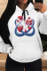 White Red Casual Animal Print Cartoon Print Draw String Pocket Hooded Tops