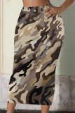 Camouflage Casual Geometric Print Contrast Skinny High Waist Full Print Bottoms