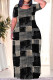 Dark Gray Casual Print Patchwork O Neck Long Plus Size Dresses