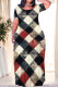 Red White Casual Print Patchwork O Neck Long Plus Size Dresses