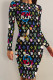 Colour Casual Letter Print Gradient Cartoon Contrast O Neck Printed Dresses