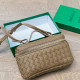 Khaki Casual Solid Color Zipper Weave Bags