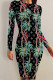 Black Green Casual Letter Print Gradient Cartoon Contrast O Neck Printed Dresses