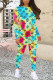 Blue Casual Letter Print Gradient Contrast O Neck Long Sleeve Two Pieces