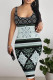 Blue Sexy Plaid Floral Print Contrast U Neck Printed Dresses