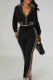 Light Brown Casual Geometric Print Pocket Patchwork Zipper Zipper Collar Long Sleeve Two Pieces