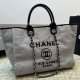 Black Gray Vacation Letters Patchwork Weave Contrast Bags