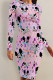 Pink Casual Letter Print Gradient Cartoon Contrast O Neck Printed Dresses