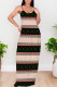 Black Sexy Geometric Print Contrast V Neck Printed Dresses