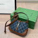 The cowboy blue Casual Letters Patchwork Zipper Contrast Bags