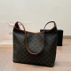 Black Brown Casual Letters Patchwork Contrast Bags
