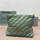 Green Casual Solid Color Metal Accessories Trim Zipper Texture Bags