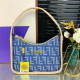 The cowboy blue Casual Letters Patchwork Zipper Contrast Bags
