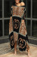 Leopard Print Street Leopard Print Stripe Letters Pocket Irregular O Neck Irregular Dresses