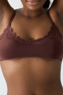 Coffee Daily Solid Color Lace Patchwork Bustiers