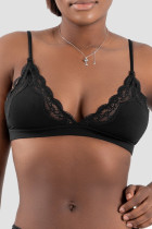 Black Daily Solid Color Lace Bustiers