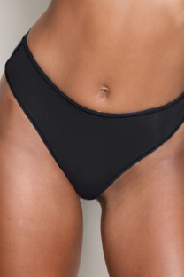 Black Daily Solid Color Patchwork Lingerie
