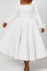 White Elegant Solid Color Patchwork Zipper Square Neck A Line Dresses