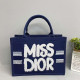 Blue Street Letters Patchwork Zipper Contrast Bags