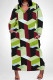 Black Red Casual Geometric Print Snakeskin Print Pocket Contrast V Neck Printed Plus Size Dresses