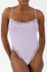Light Purple Daily Solid Color Lace Patchwork Spaghetti Strap Skinny Bodysuits
