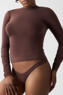 Coffee Casual Solid Color Patchwork Sports