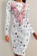 White Red Casual Chain print Leaves Contrast O Neck Printed Dresses